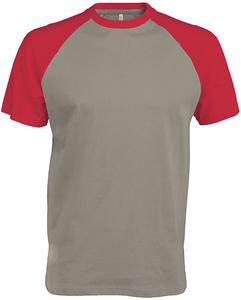 Kariban K330 - BASE BALL > T-SHIRT BICOLORE MANCHES COURTES Light Grey/Red