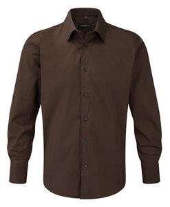 Russell Collection RU946M - Fitted Shirt - Chemise Ajustée Manches Longues Chocolat