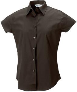 Russell Collection RU947F - Chemise Femme Ajustée, Manches Courtes Chocolat