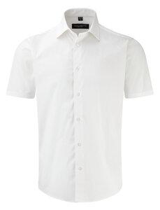 Russell Collection RU947M - Chemise Ajustée, Manches Courtes Blanc