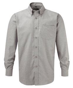 Russell Collection RU932M - Chemise Oxford Homme Manches Longues Argent