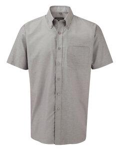 Russell Collection RU933M - Chemise Oxford Homme Manches Courtes Argent