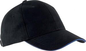 K-up KP011 - ORLANDO - CASQUETTE HOMME 6 PANNEAUX Black / Royal Blue