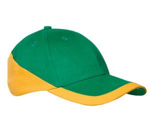 K-up KP045 - RACING - CASQUETTE BICOLORE 6 PANNEAUX Kelly Green / Yellow