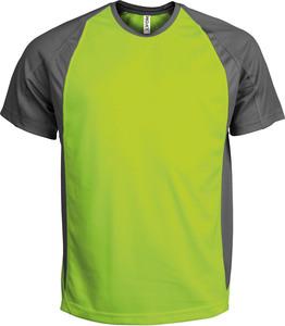 ProAct PA467 - T-SHIRT BICOLORE SPORT MANCHES COURTES UNISEXE Lime / Dark Grey
