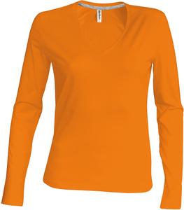 Kariban K382 - T-SHIRT COL V MANCHES LONGUES FEMME Orange