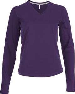 Kariban K382 - T-SHIRT COL V MANCHES LONGUES FEMME Purple