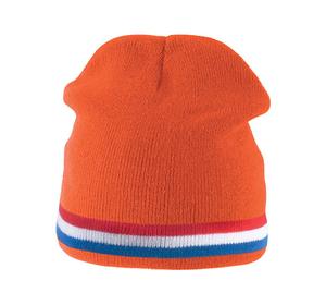 K-up KP515 - BONNET AVEC BANDE BICOLORE CONTRASTÉE Orange / Red / White / Cobalt Blue