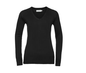Russell Collection JZ10F - Sweat-Shirt Femme Col V Noir