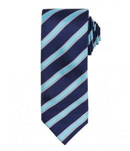 Premier PR783 - Cravate rayée et gaufrée Navy/Turquoise