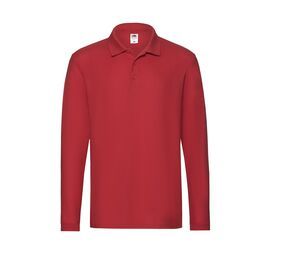 Fruit of the Loom SC384 - Polo Manches Longues Homme Premium Rouge