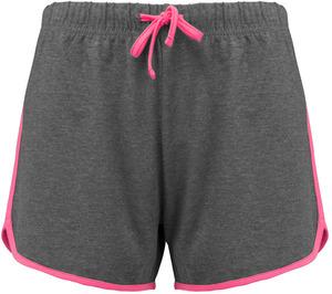 Proact PA1021 - Short de sport femme Grey Heather / Fluo Pink