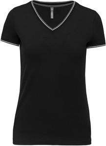 Kariban K394 - T-shirt maille piquée col V femme Black/ Light Grey/ White