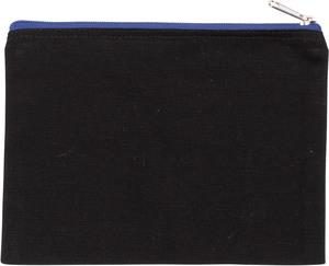 Kimood KI0721 - Pochette en coton canvas - modèle moyen Black / Royal Blue