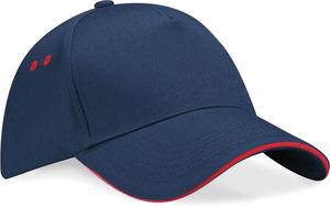 Beechfield B15C - Casquette Panneaux 100% Coton French Navy / Classic Red