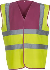 Yoko YHVW100 - Gilet haute visibilité Raspberry / Hi Vis Yellow