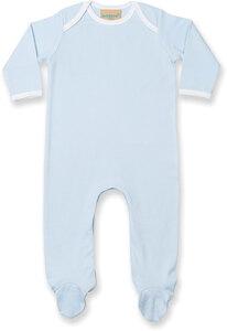 Larkwood LW053 - Contrast Long Sleeved Sleepsuit Pale Blue/ White