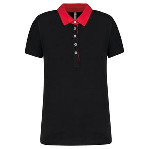 Kariban K261 - Polo jersey bicolore femme Noir-Rouge