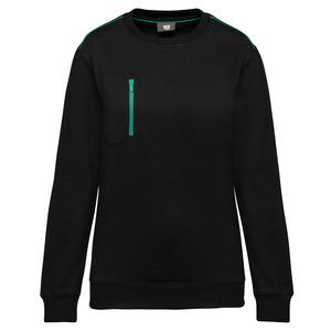 WK. Designed To Work WK403 - Sweat-shirt DayToDay zip poche contrasté unisexe Black/ Kelly Green