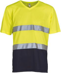 Yoko YHVJ910 - T-shirt col V haute visibilité Top Cool Hi Vis Yellow/Navy