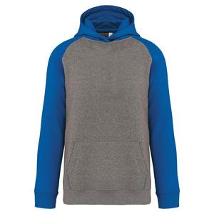 PROACT PA370 - Sweat-shirt capuche bicolore enfant Grey Heather / Sporty Royal Blue
