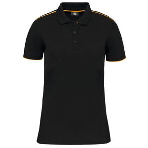 WK. Designed To Work WK271 - Polo DayToDay contrasté manches courtes femme Black / Yellow