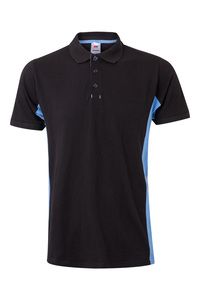 Velilla 105504 - POLO BICOLORE MC Black / Sky Blue